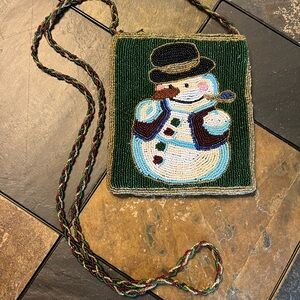 C. Marie VTG Beaded Snowman Design Crossbody Bag